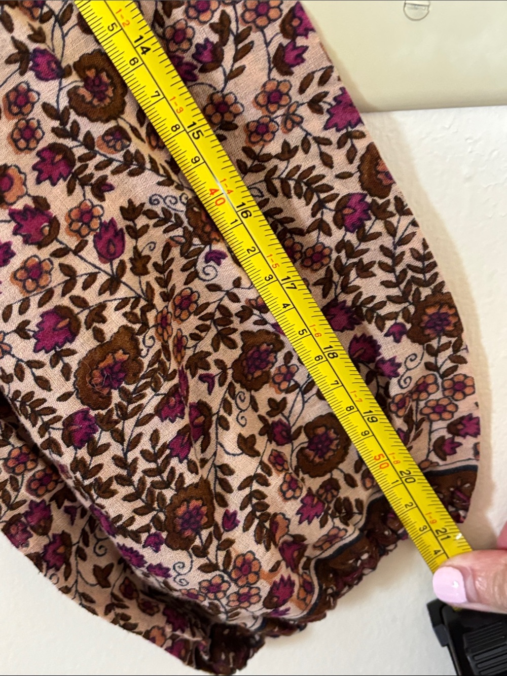 1970s Vintage Bohemian Floral Pink and Brown Midi Dress Kaiser 100% Cotton Flowy - Picture 11 of 11